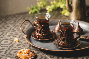 Turkish tea in traditional glass