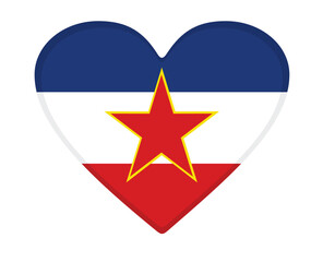 Yugoslavia flag heart shaped. vector