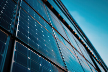 Generative ai on theme of solar cell panels in a photovoltaic power plant, eco renewable power