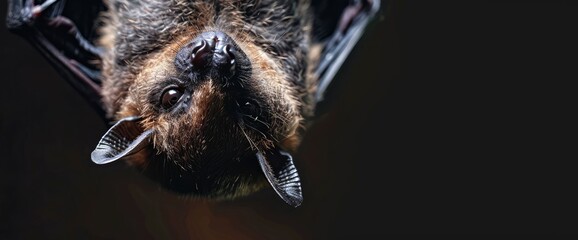 Fototapeta premium Close-Up Of A Greater Mouse-Eared Bat (Myotis Myotis) Hanging Upside Down,High Resolution, Ultra HD