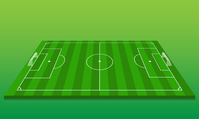 Football field. Football field 3D. Markings and football goals. Vector Illustration EPS10.