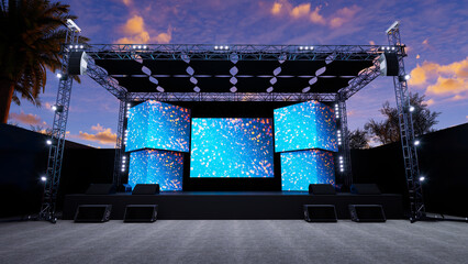 Outdoor concert stage, Empty stage,