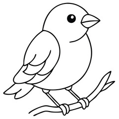Fototapeta premium Cute bird coloring page, vector color illustration 