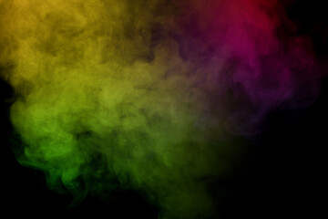 Blue and purple steam on a black background.