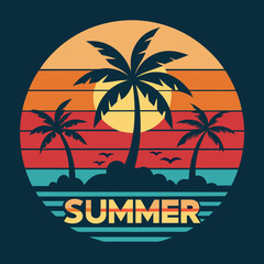 Summer Retro T-shirt design .