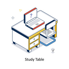 Study Table concept vector isometric style stock illustration. EPS file