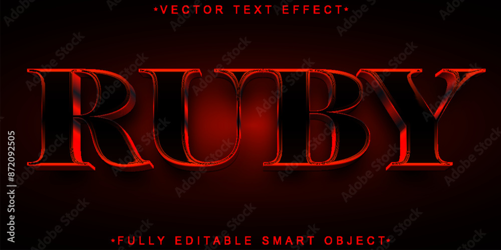 Poster red luxury shiny ruby vector fully editable smart object text effect