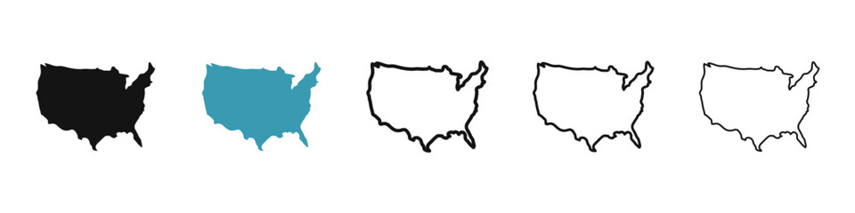 State country vector icon set in black and blue colors