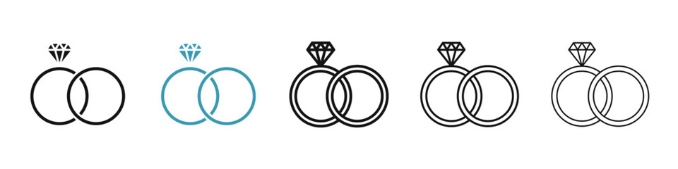 Ring vector icon set in black and blue colors