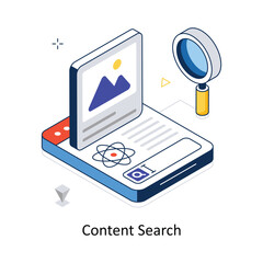 Content Search concept vector isometric style stock illustration. EPS file
