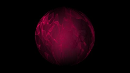 Abstract energy sphere composed of magical glowing particles and waves, motion graphics