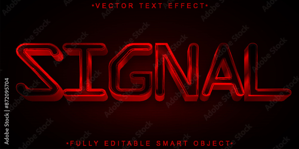 Poster red signal vector fully editable smart object text effect