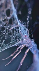 A spider is sitting on a web generated by AI