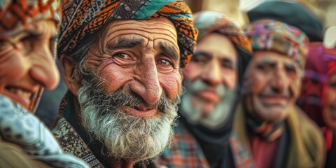 Obraz premium Group of Elderly Men with Traditional Attire. Generative ai.
