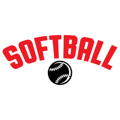 Softball clip art design on plain white transparent isolated background for card, shirt, hoodie, sweatshirt, apparel, tag, mug, icon, poster or badge