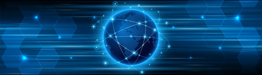 Global connection network background. World map. High-speed internet technology concept or fast wireless data transmission. modern internet network connection technology background	