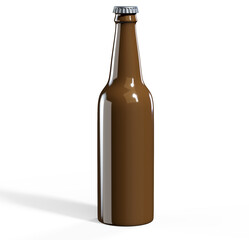 Beer bottle on white 3d render
