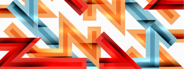 Line zig zag dynamic geometric abstract background. Colorful lines with shadow and light effects, various routes concept. Vector Illustration For Wallpaper, Banner, Background, Card