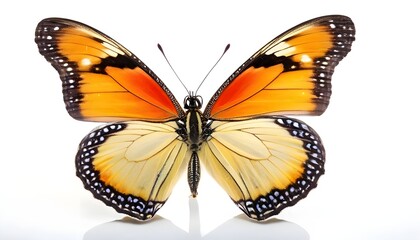 Fototapeta premium Butterfly isolated on white background, A Stunning Image of a Butterfly Isolated on a White Background, Showcasing Its Intricate Patterns and Vibrant Colors