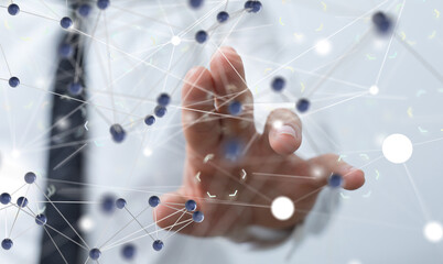 Digital technology background. Network connection dots and lines.