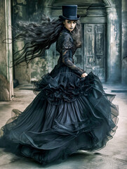 A sinister figure, the fantasy gothic woman exudes an aura of darkness and mystery.