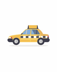 Obraz premium Simple flat illustration of a yellow cab for city travel. Transportation illustration design art isolated on a white background