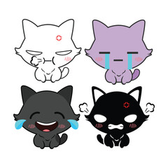 Vector set of cute kitty cats. Isolated on white background