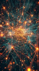 Fototapeta premium Magically levitating illustration of glowing data graphs orbiting a circuit board