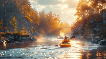 Kayaking Adventure at Sunset - Generative AI