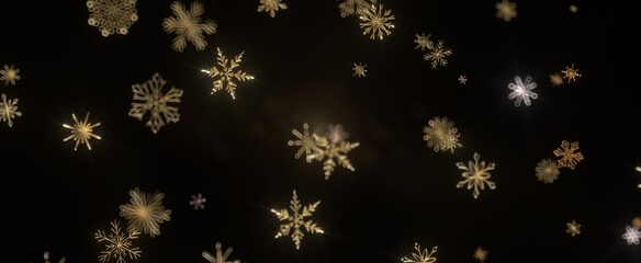 Winter Snow Symphony: Captivating 3D Illustration of Descending Snowflakes for Christmas