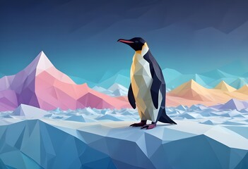 Fototapeta premium penguin ice poly art