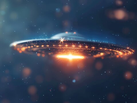 UFO craft probing mysterious cosmic regions, representing an alien investigation