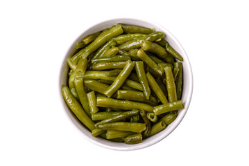 Boiled green bean pods with salt and spices