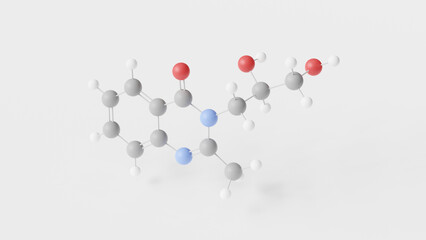 diproqualone molecule 3d, molecular structure, ball and stick model, structural chemical formula quinazolinone