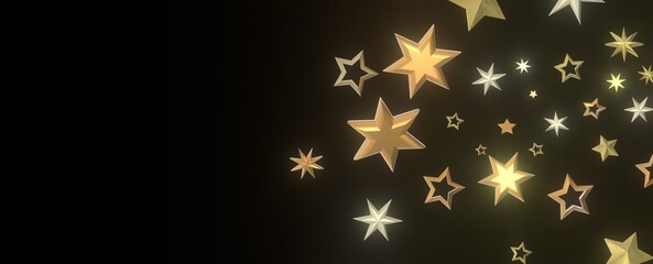 Stardust Christmas Shower: Mesmerizing 3D Illustration Depicting Descending Holiday Star Particles