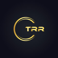 Fototapeta premium TRR logo. T R R design. White TRR letter. TRR, T R R letter logo design. T R R letter logo design in GOLD, GOLDEN LOGO, THREE, style. letter logo set in one artboard. T R R letter logo vector design. 