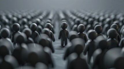 Obraz premium Standing Out from the Crowd – Concept of Individuality, Uniqueness, and Leadership Among Many.