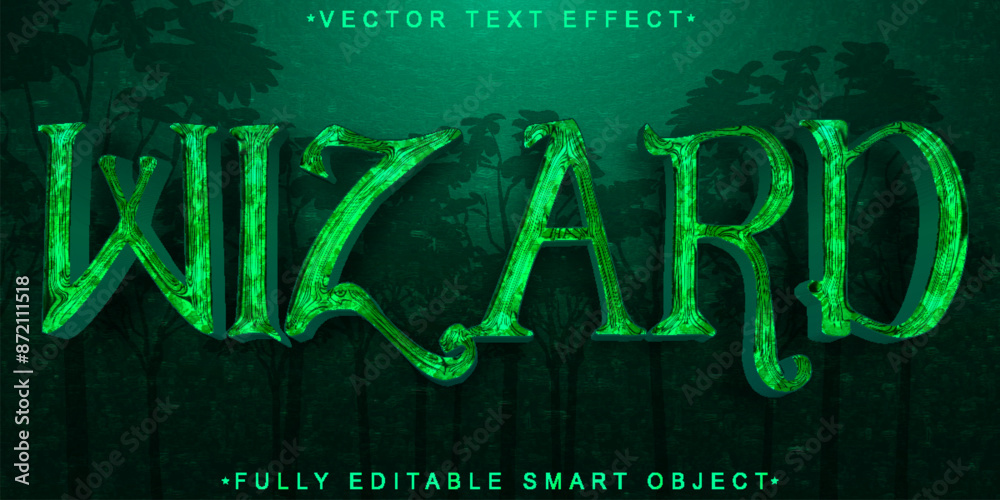 Poster green wizard vector fully editable smart object text effect