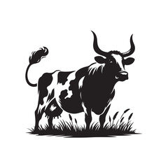 Cow black silhouette vector icon on White Background