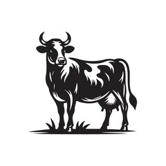 Cow black silhouette vector icon on White Background
