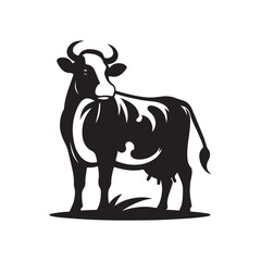 Cow black silhouette vector icon on White Background