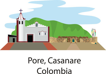 Main square of Pore, Casanare, Colombia, Catholic, important church, 