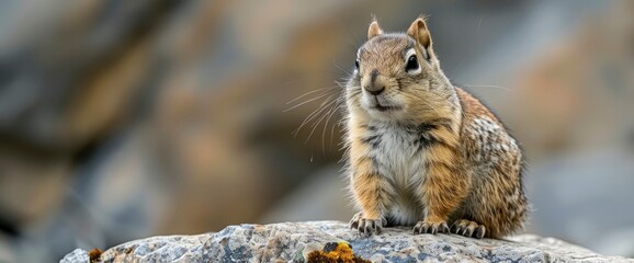 Fototapeta premium A Ground Squirrel At Johnston Canyon, Alberta, Canada,High Resolution, Ultra HD