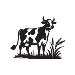 Cow black silhouette vector icon on White Background