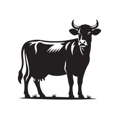 Cow black silhouette vector icon on White Background