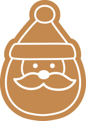 Christmas Santa Claus face shaped gingerbread cookie  vector