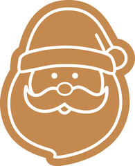 Christmas Santa Claus face shaped gingerbread cookie  vector