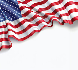 American flag on white background 
