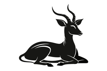 Sitting antelope silhouette vector  illustration 