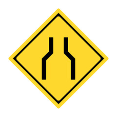 Japanese Road narrows sign. Traffic sign. Vector.